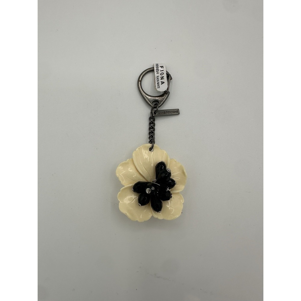Fiona‎ Black & White Anne Fontaine Flower/Beads Key Chain new